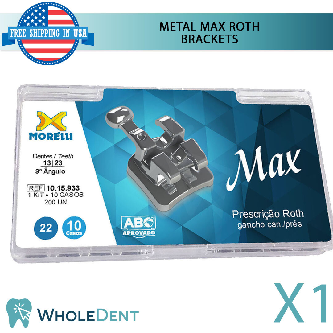 Orthodontic Dental Metal Max Brackets Braces Kit Roth 022″ Morelli 200pcs Case