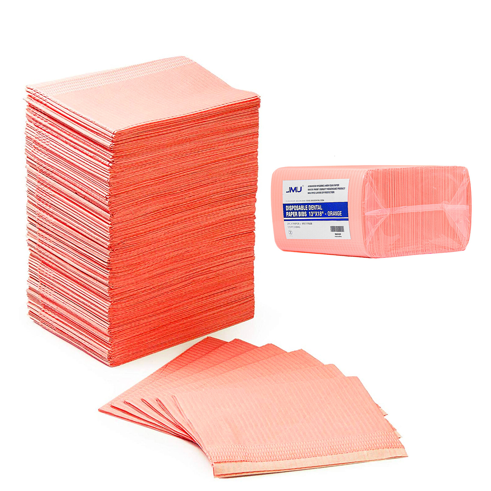 Disposable Dental Bibs 3-Ply Waterproof Medical Tattoo Towel 13″x18″ ORANGE