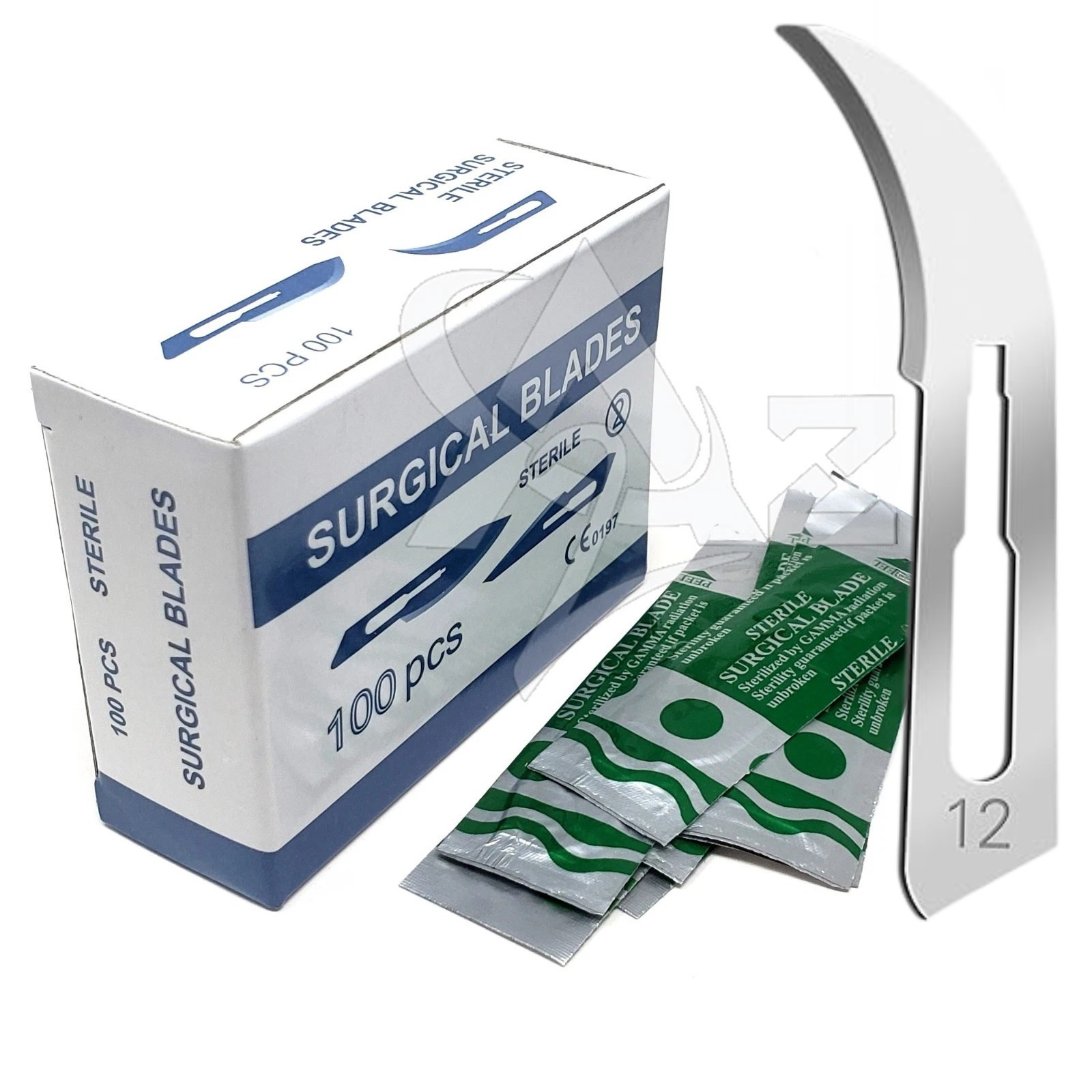 Box of 100 Sterile Surgical Blades #12 – Individually Foil Wrapped, Carbon Steel