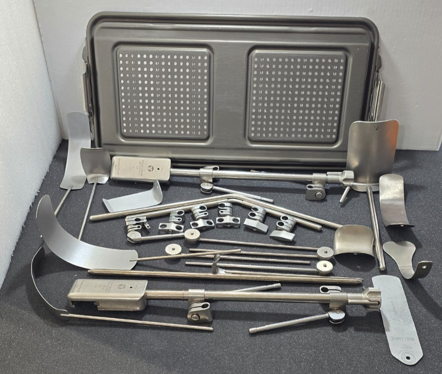 Thompson Surgical Retractor Set with Sterilization Box. (Made in USA)
