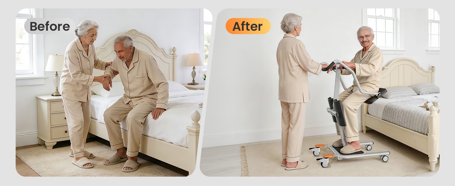 Sit to Stand Assist Lift Active Standing Trainer with Split Seat 265 lb Capacity