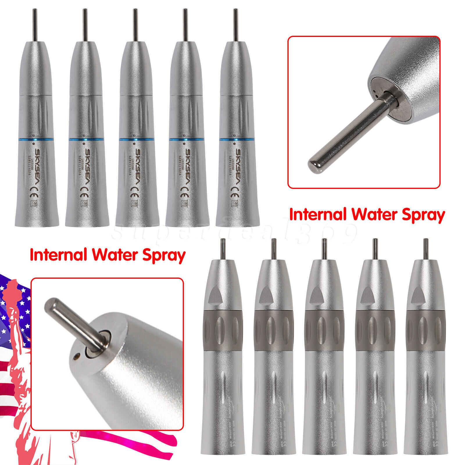 1-10*Dental Inner Low Speed Straight Nosecone Handpiece fit NSK E-type Motor kv