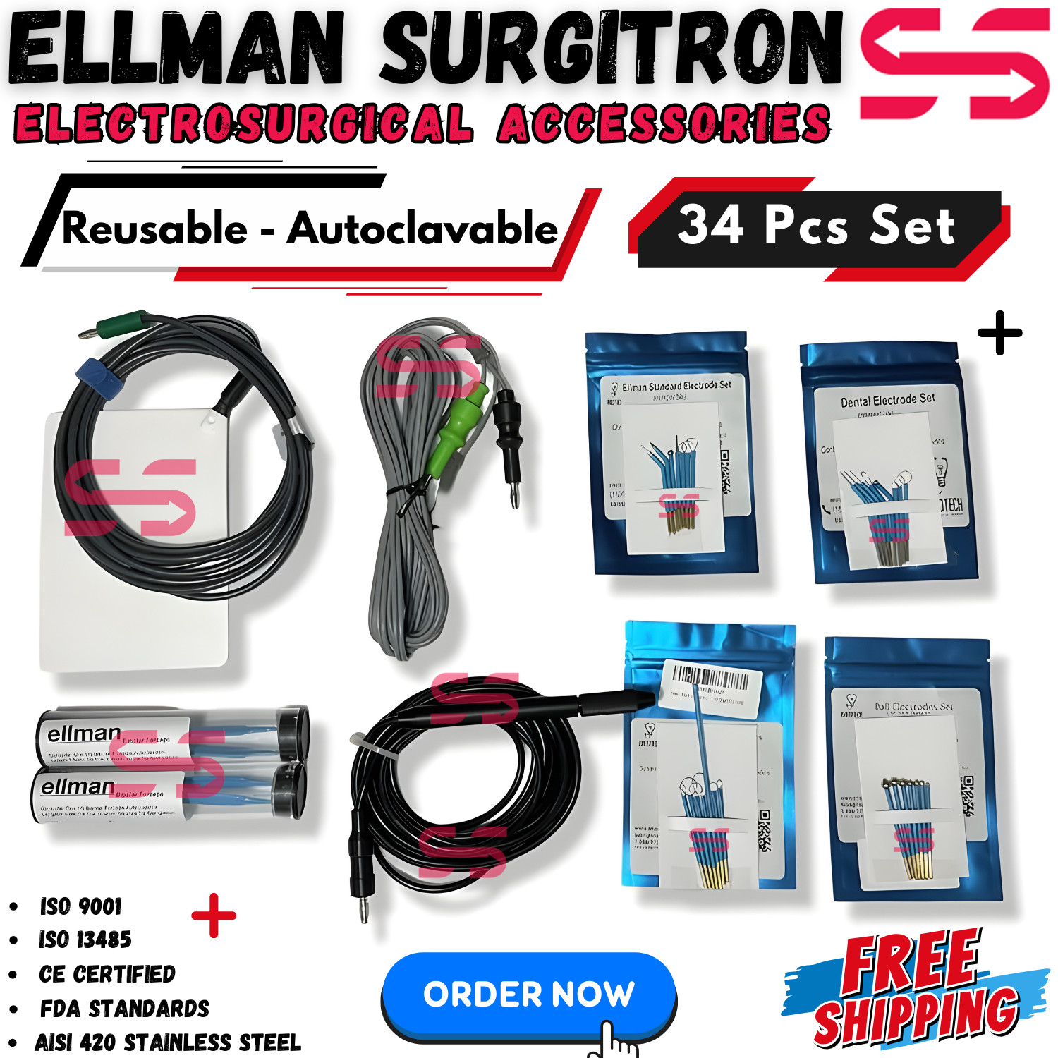 Ellman Surgitron FFPF/EMC/Dento Electrosurgical Accessories Autoclavable CE/FDA