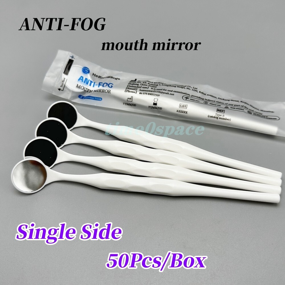 50Pcs Dental Disposable Mouth Mirror Plastic Anti-fog Mirror Single Side White