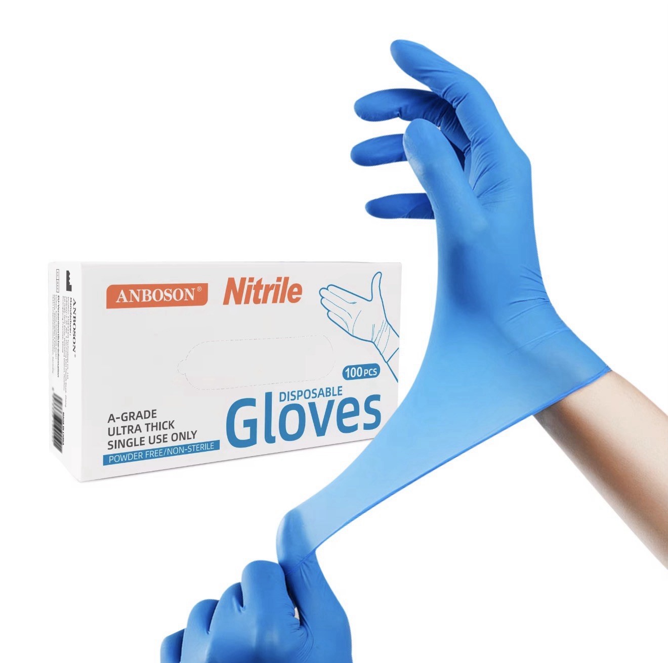 100 Pcs (1box) 4 Mil Ultra Thick XL Size Nitrile Gloves Blue Powder Free