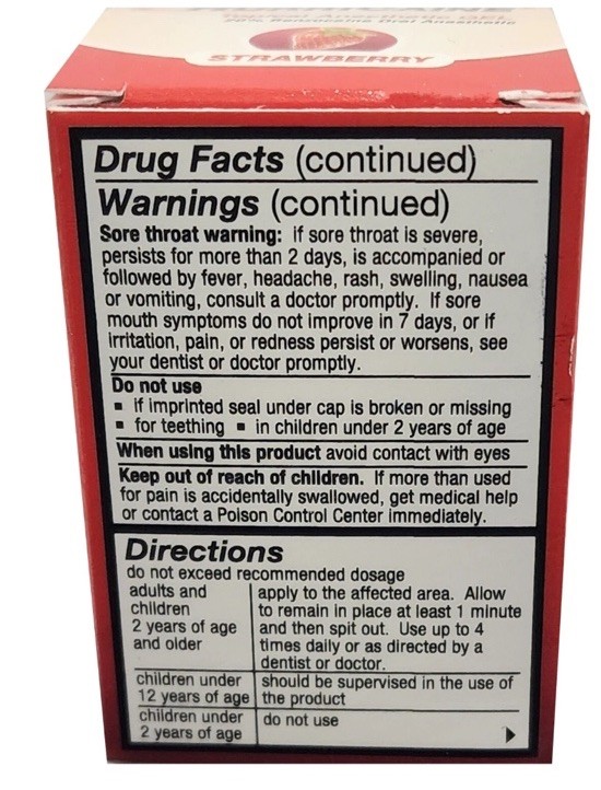 *1-Bottle* HurriCaine Topical Athletic Gel Strawberry Tooth Pain Relief Instant