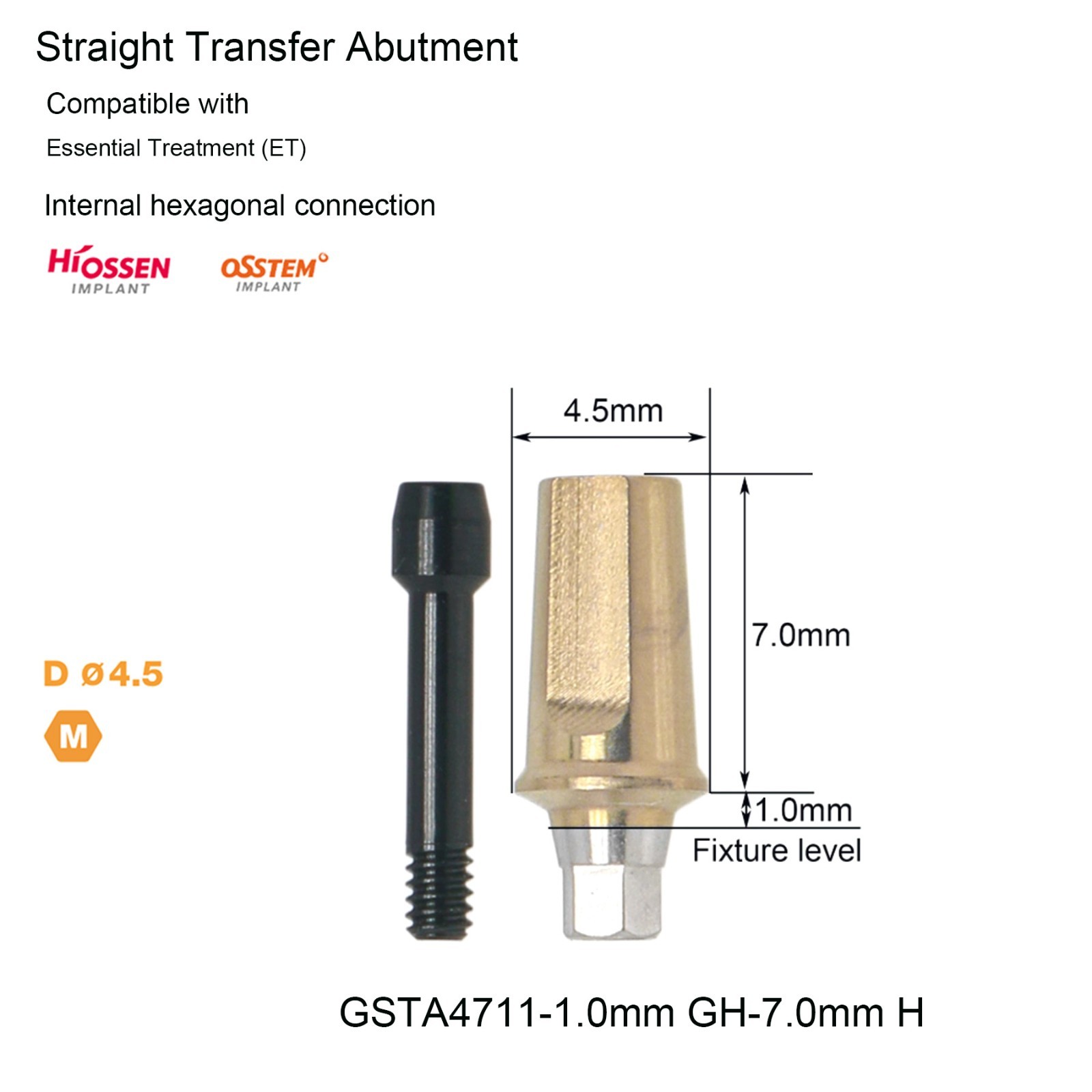 US Titanium straight abutment ti cemented abutment compatible Osstem Hiossen TS