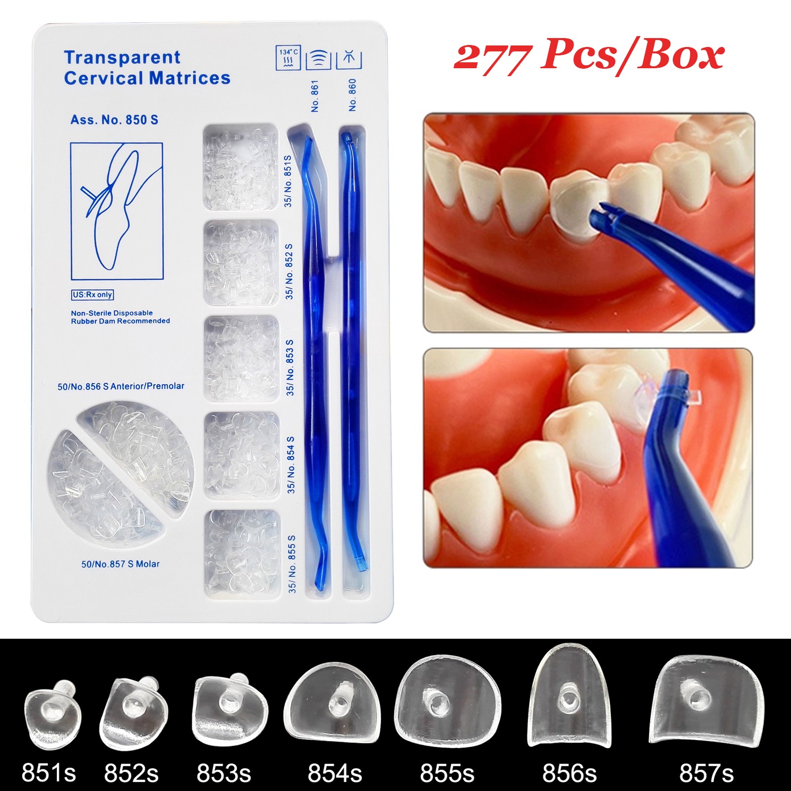 Dental Transparent Cervical Matrices Composite Gingival Retractor Clear Matrix.