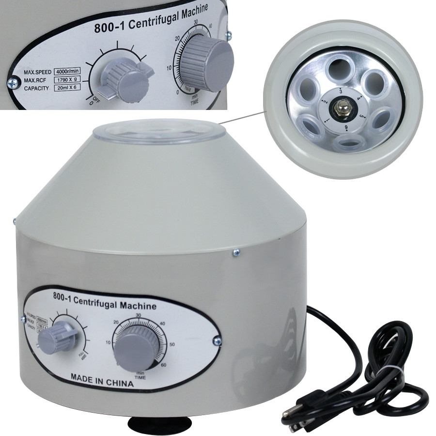 Lab Medical Practice 800-1 4000rpm W/ 6x 20ml Rotor Electric Centrifuge Machine