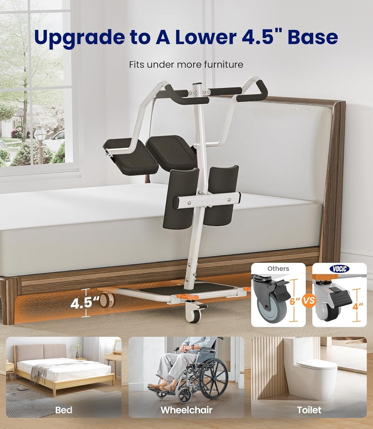 Sit to Stand Assist Lift Active Standing Trainer with Split Seat 265 lb Capacity