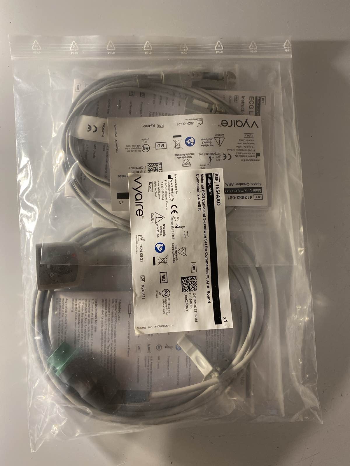 Vyaire Multi-Link Maternal ECG Cable & 3-Leadwire Set Corometrics 2.4m/8ft