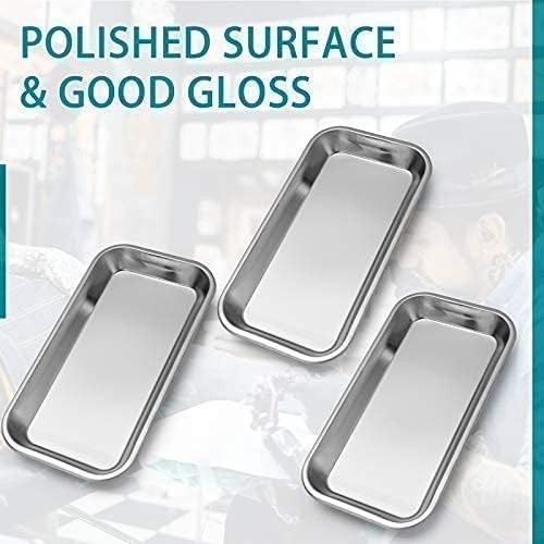 3 Pack Surgical Tray, Stainless Steel Tray for Lab Instrument Supplies, Tatto…