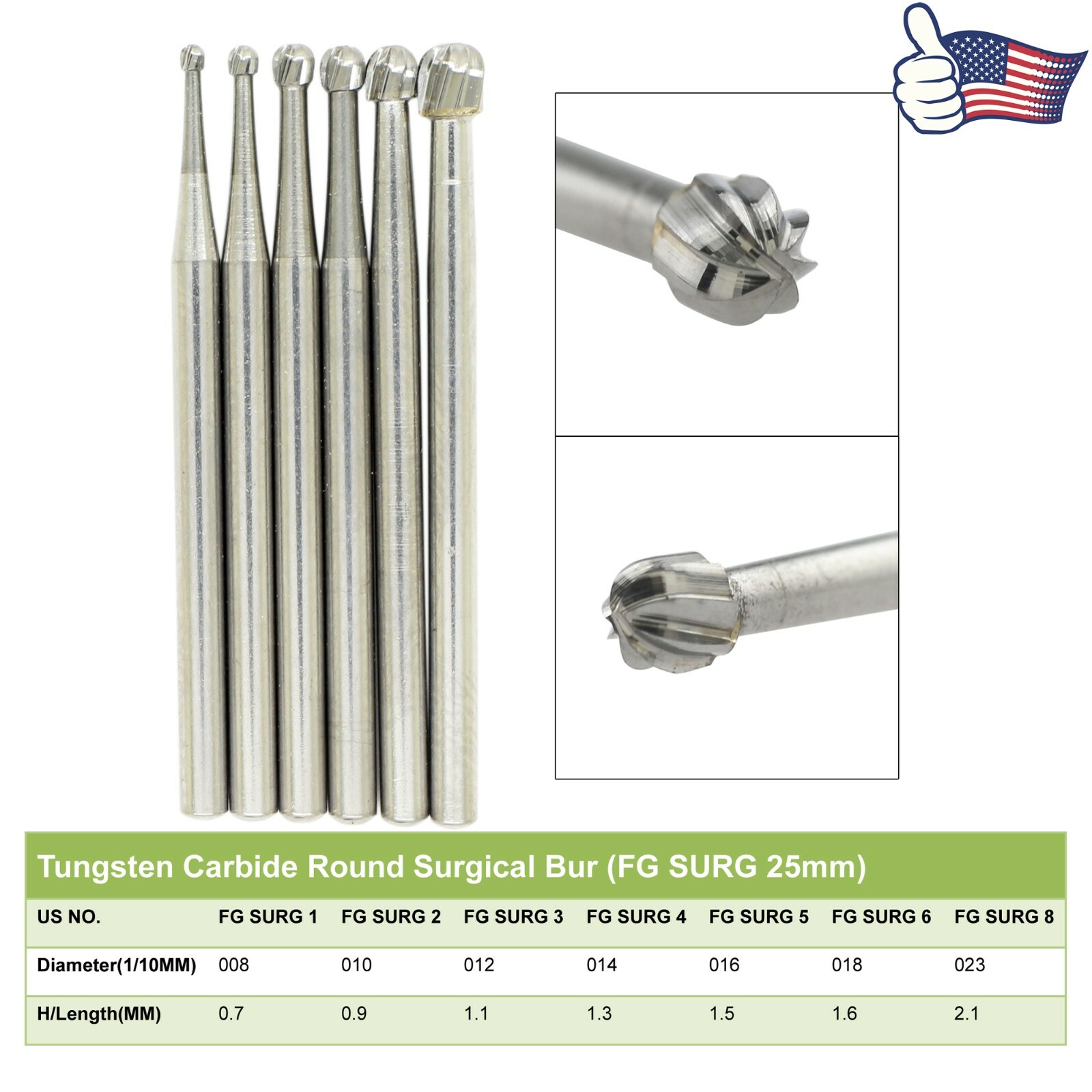 Wave Dental Oral Surgical Bur Tungsten Carbide Round 25mm FG SURG Midwest FGOS