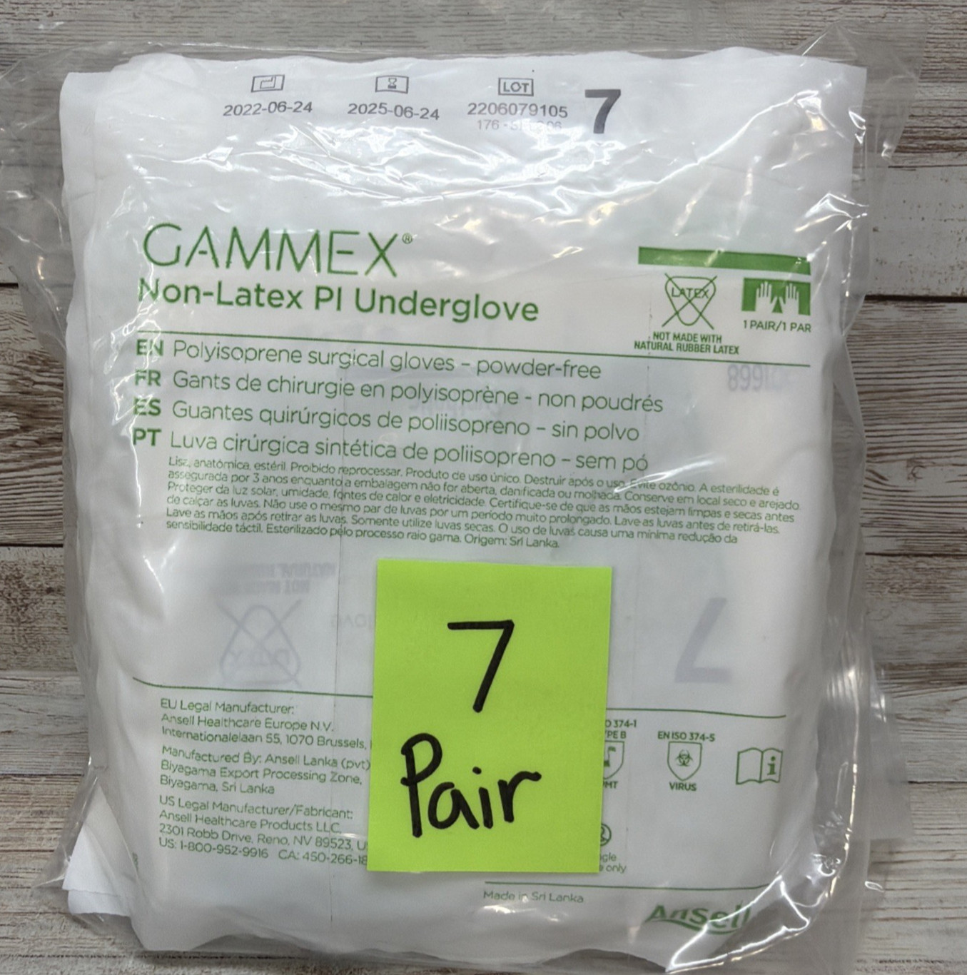 Gammex Non-Latex PI Underglove Sterile PI-Kare *7 Pair* Size: 7 *See Date*6-25