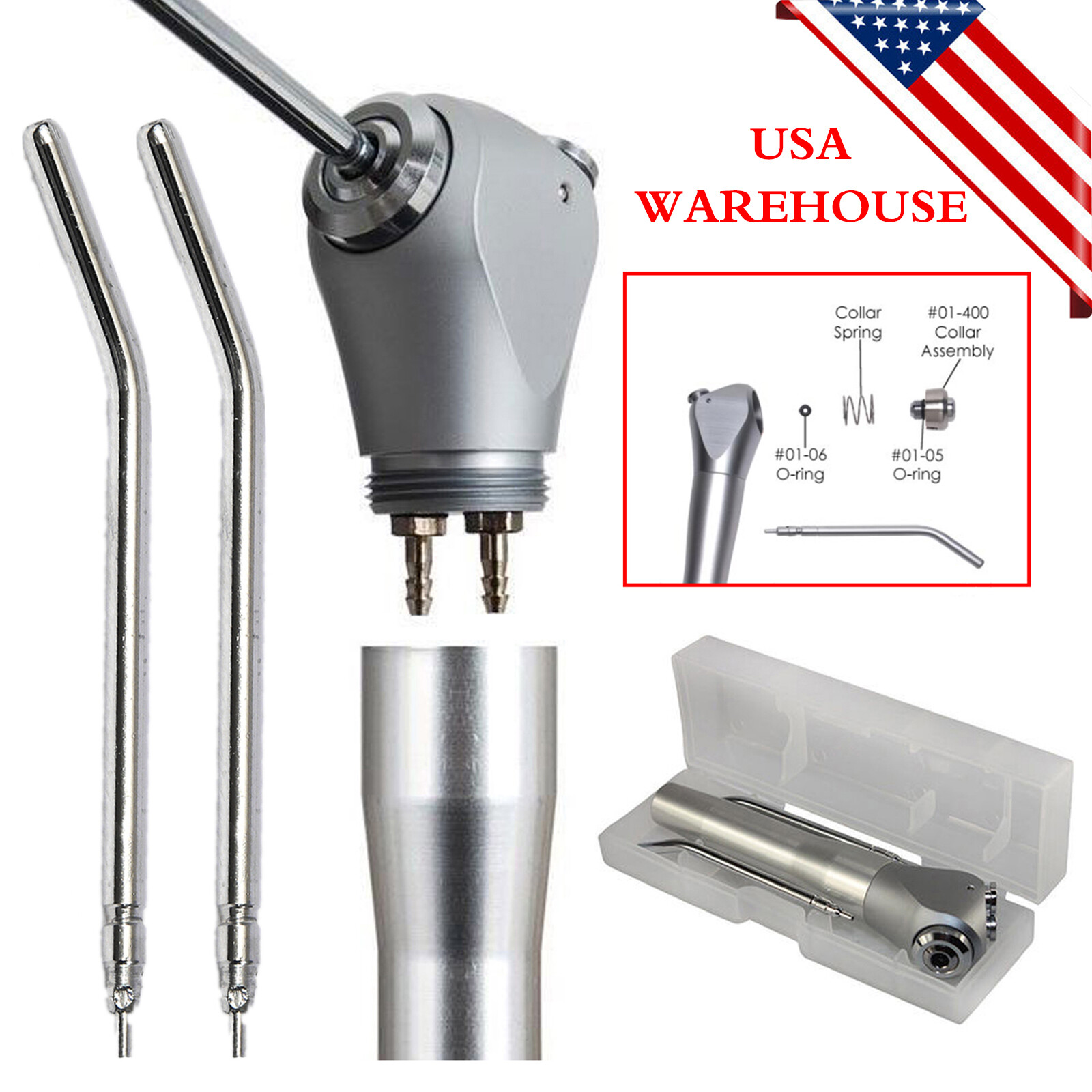 Dental Air Water Spray Triple Syringe Solid Alloy /Plastic Nozzles/Tips/Tubes US