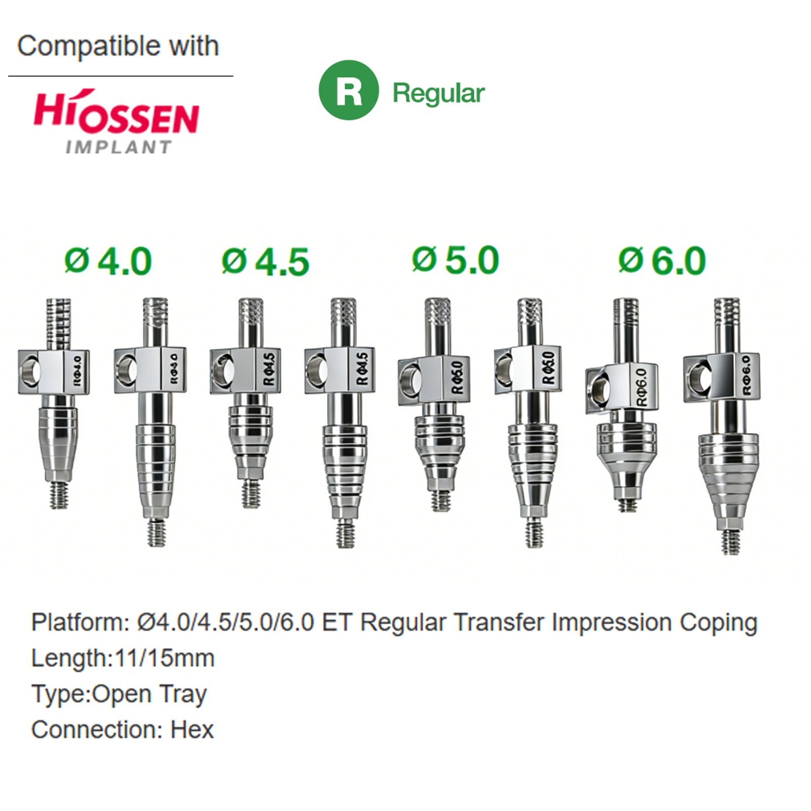 US Hiossen ET Transfer Impression Coping Open Closed Tray Standard Mini Platform