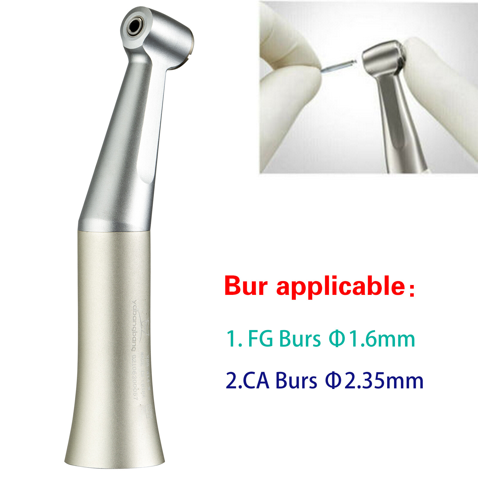 Dental Low Speed Contra Angle Handpiece Push Head 1.6 /2.35mm Burs