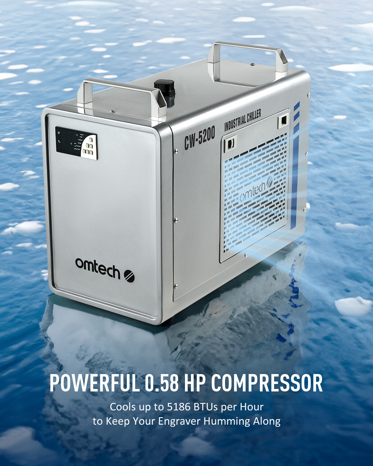 OMTech CW-5200 Industrial Water Chiller for CO2 Laser Engraving Cutting Machines