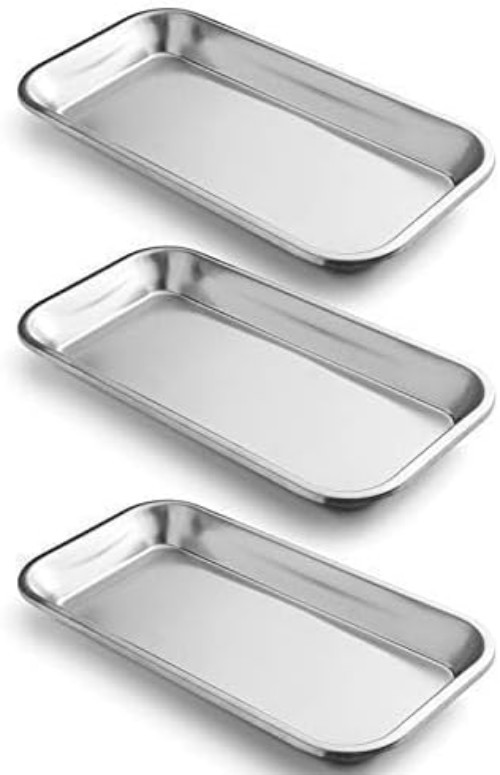 3 Pack Surgical Tray, Stainless Steel Tray for Lab Instrument Supplies, Tatto…