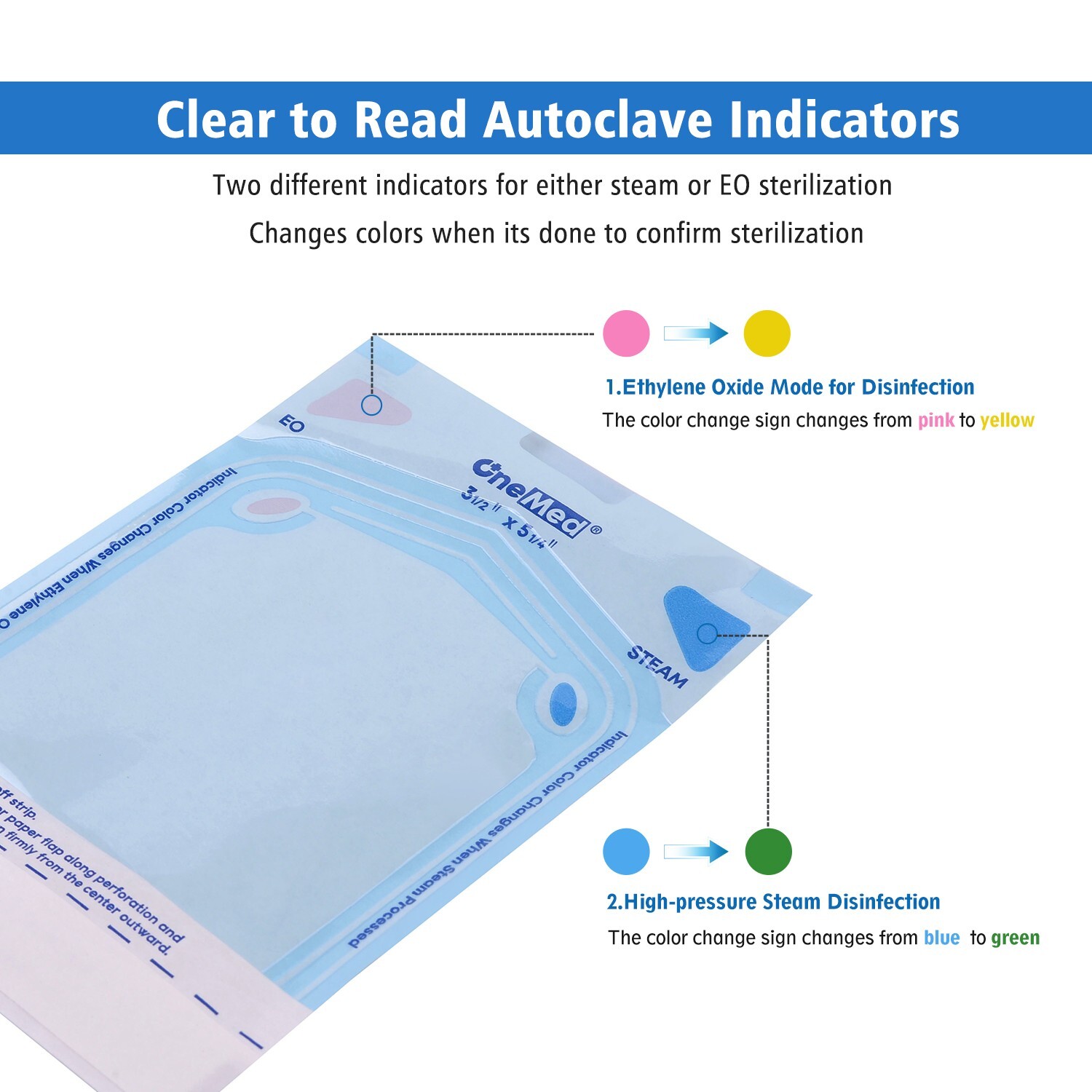 OneMed Self-Sealing Sterilization Pouches 2.25″x5″ Medical Sterile Bags 200/Box