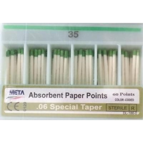 META ABSORBENT PAPER POINTS – .06 SPECIAL TAPER – #50 COLOR CODED – 60/PACK