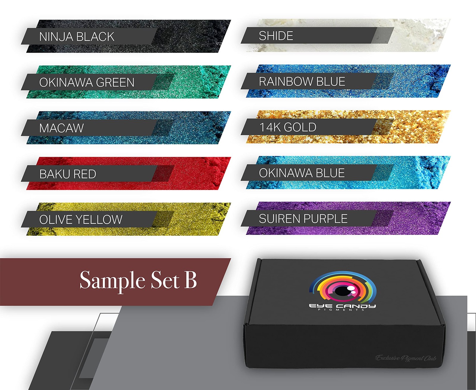 Eye Candy Pigments Variety Mica Pigment Powder Set B – Epoxy 5 grams, B