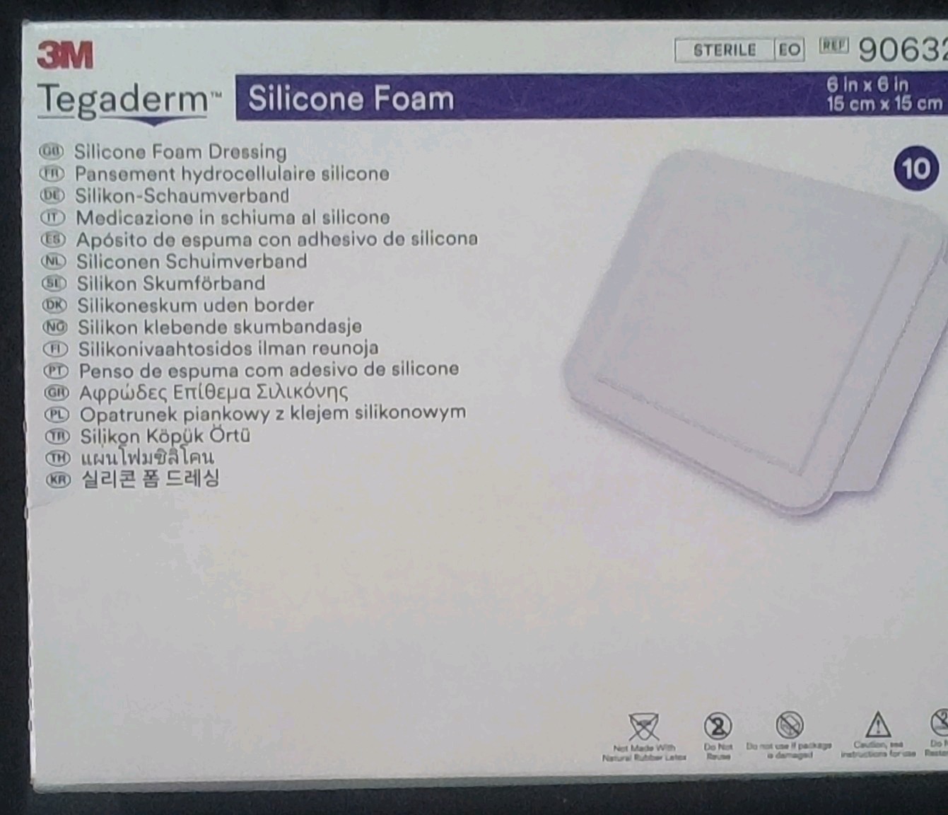 3M Tegaderm Silicone Foam Dressing 6×6 in. Sterile *Brand New* Box of 10