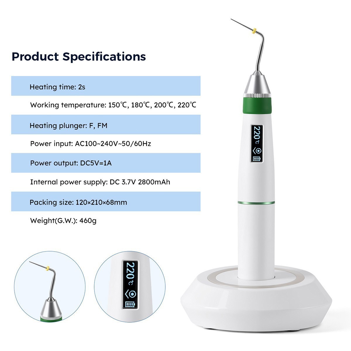 Dental Cordless Obturation System Endo Gutta Percha Heated Pen /Heated Tips