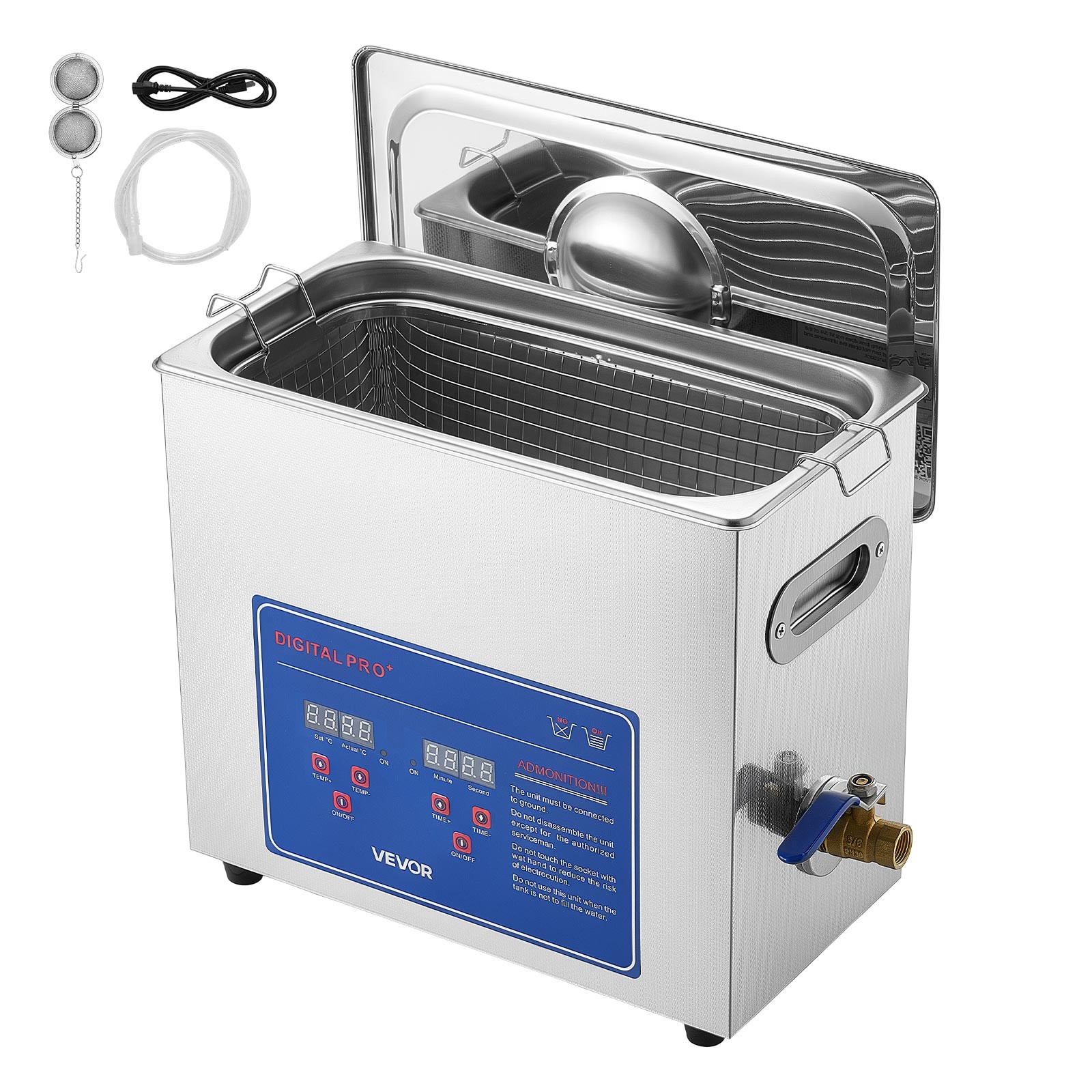 VEVOR Ultrasonic Cleaner 6L-Class Ultrasonic Parts Cleaner 40kHz for Jewelry