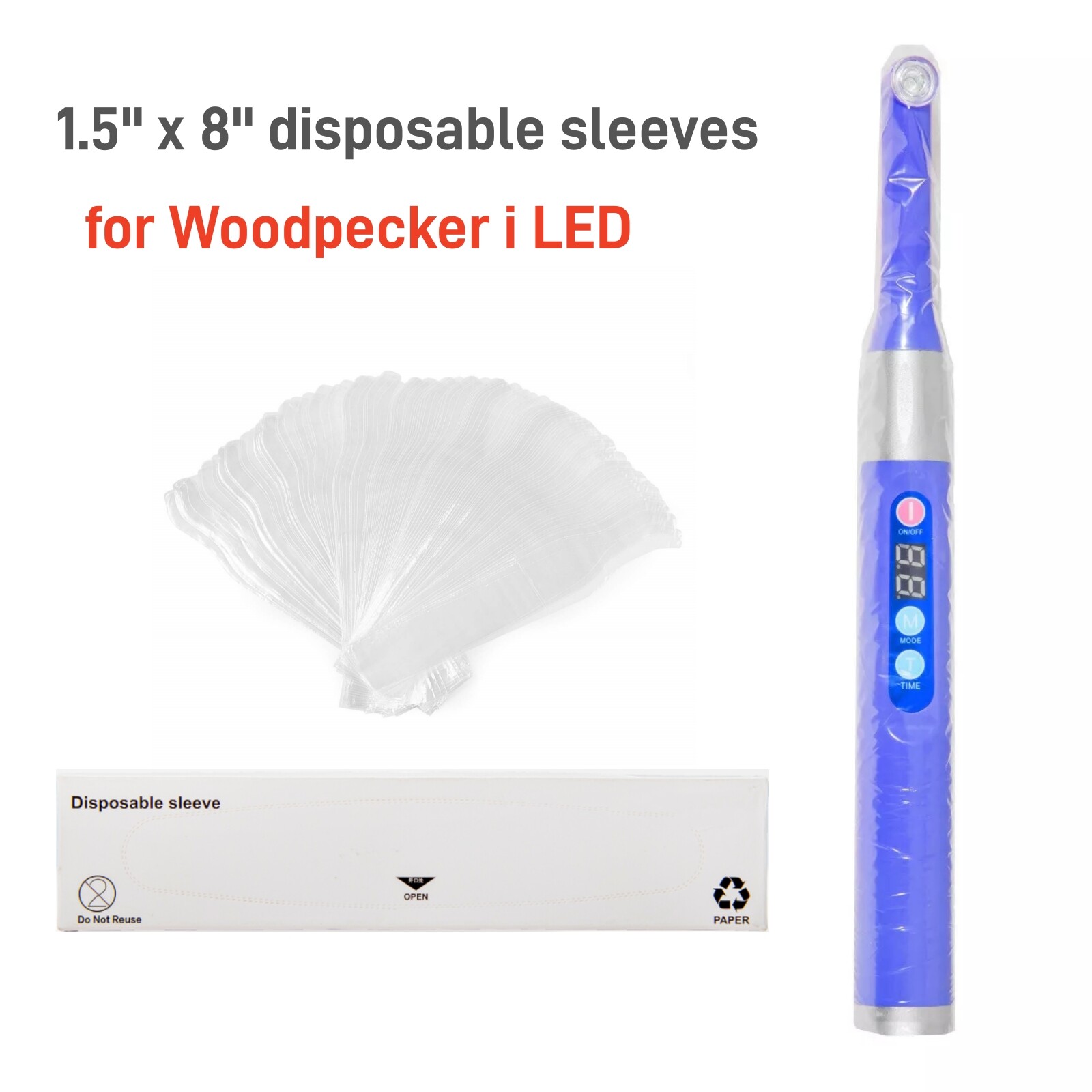 1000PCS Dental PE Isolation Sleeve Cover for Woodpecker O-light Curing Light