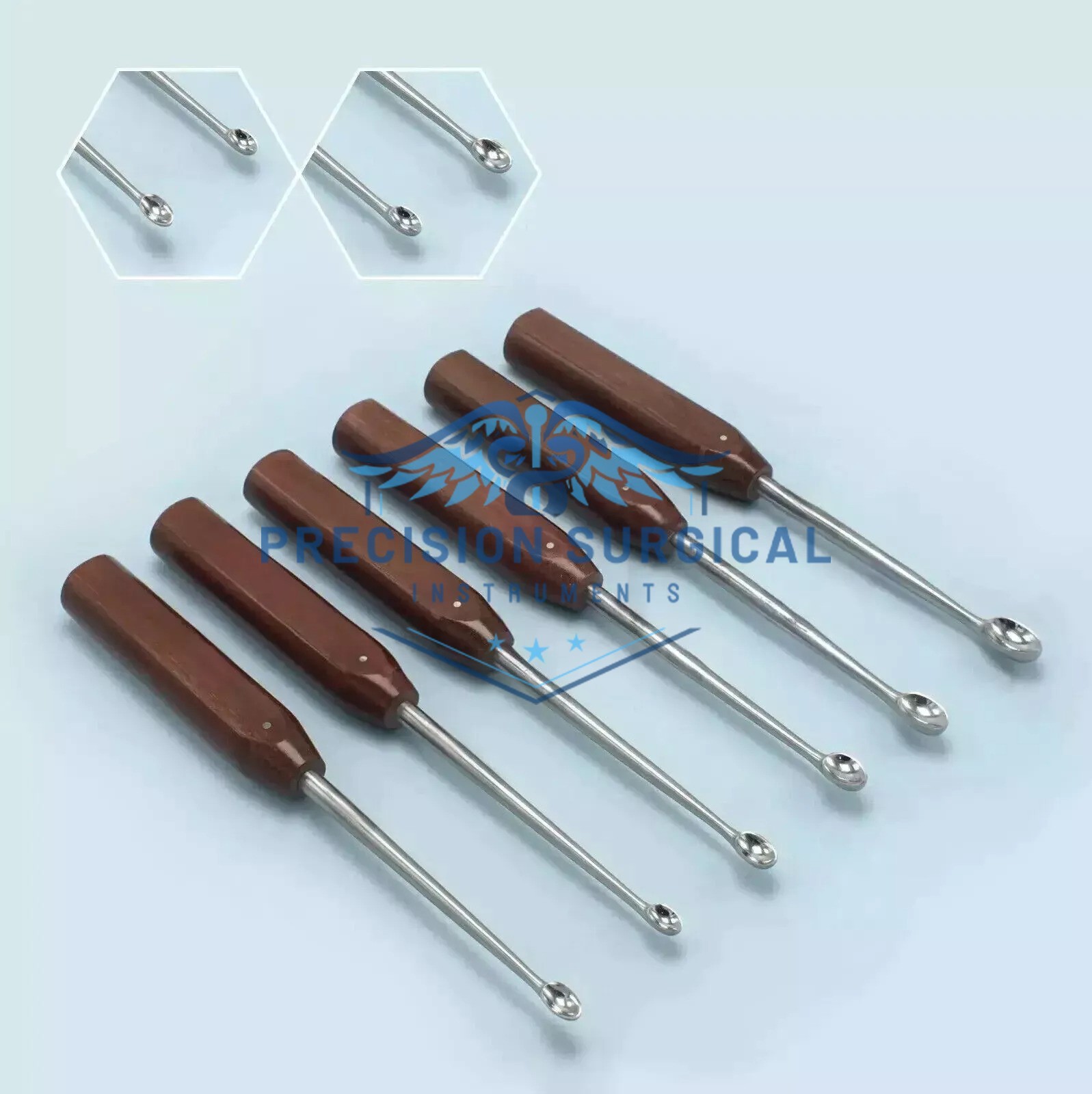 Spinal Bone Curettes Set Oval Cup Orthopedic Surgical Instruments