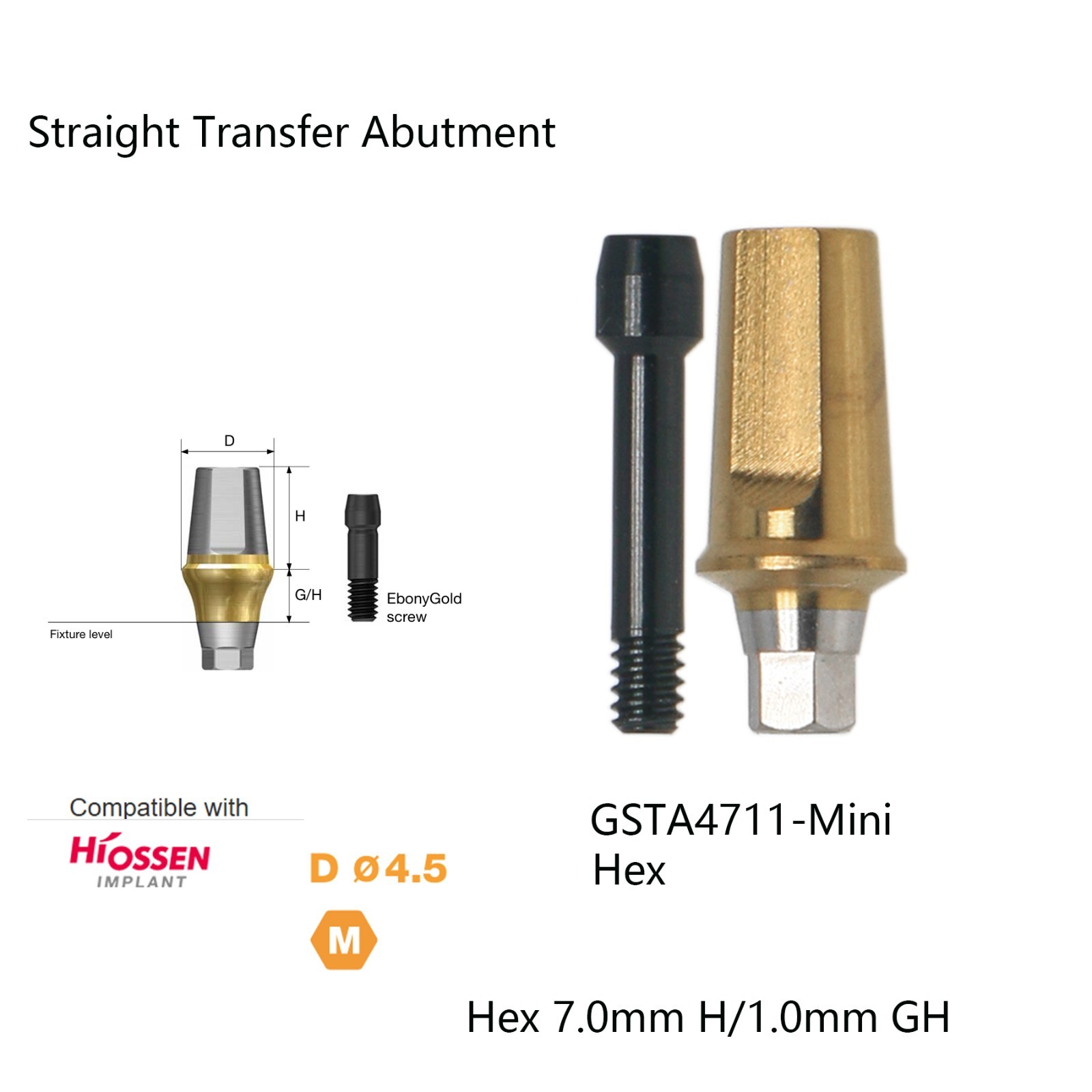 US Titanium straight abutment ti cemented abutment compatible Osstem Hiossen TS