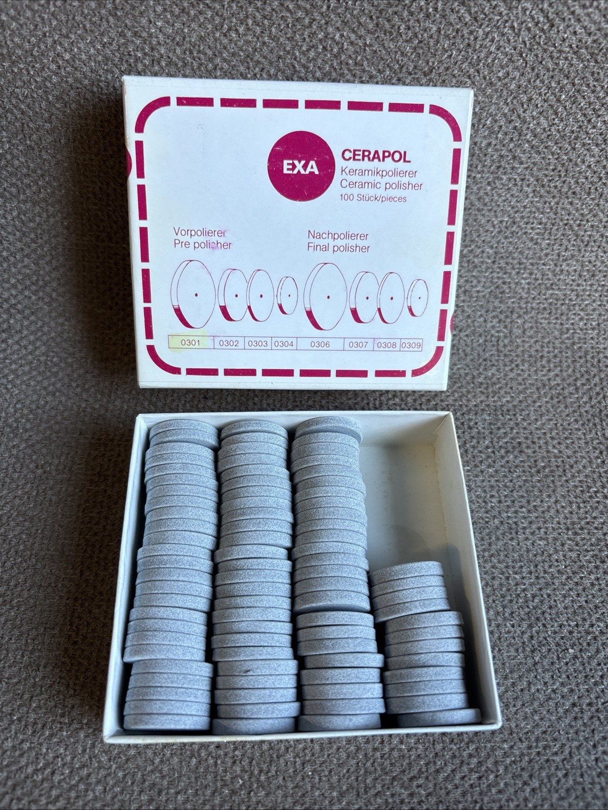 EDENTA Exa Cerapol Dental CERAMIC POLISHERS 85+ Box ~ 0301~Made in Switzerland~