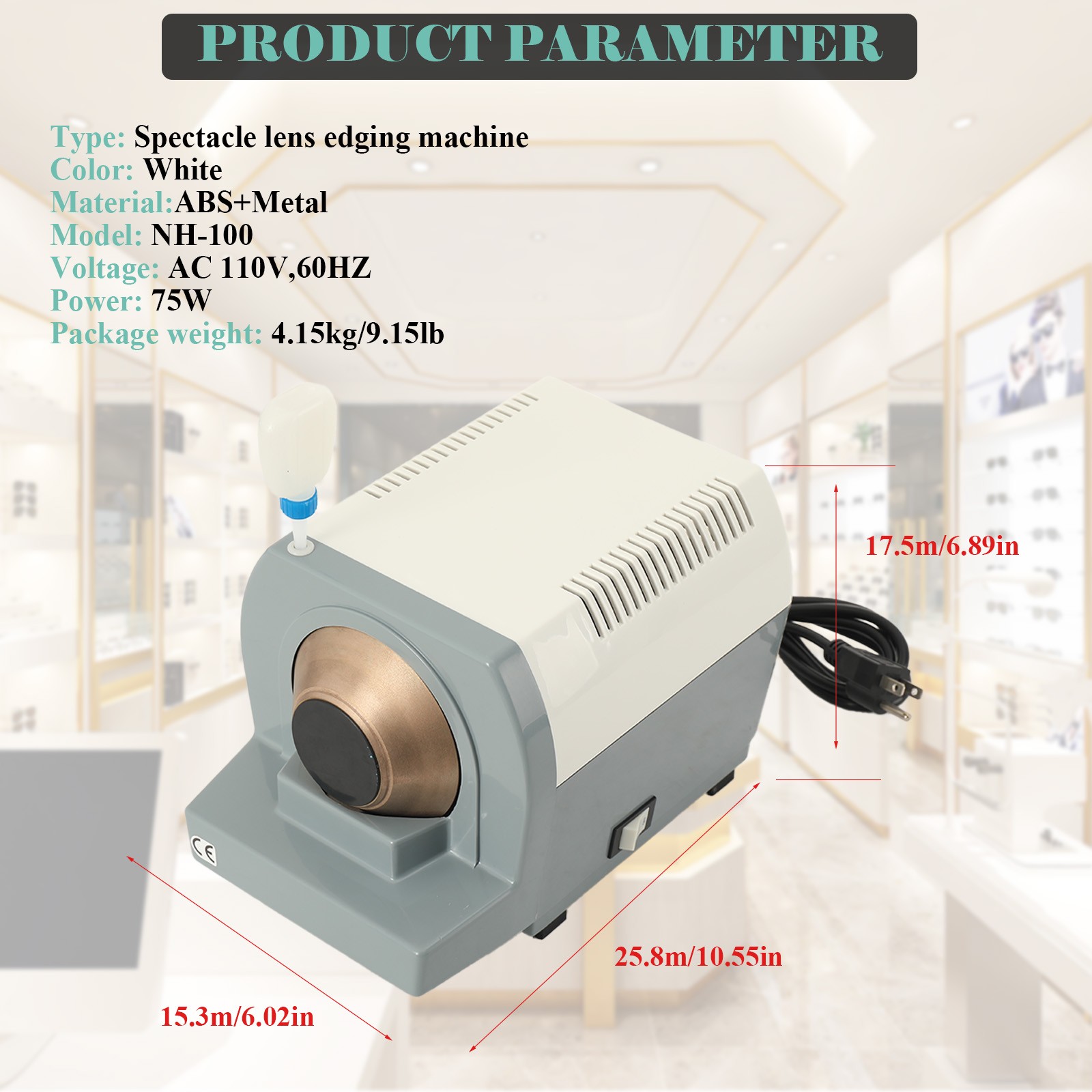 110V Lens Edging Machine Optical Precise Grinding Machine Hand Edger 75W, New