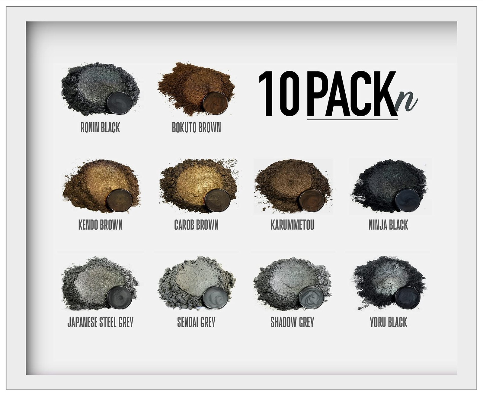 Eye Candy Mica Powder – Black Brown Grey Pigment 5 grams, Blk Brn Set