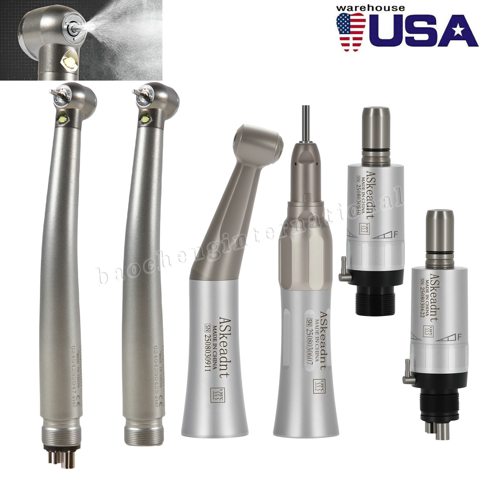 Dental Kit de pieza de mano turbina fibra óptico LED de alta y baja velocidad