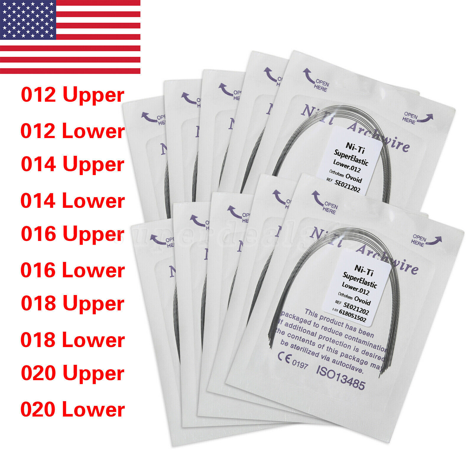 USA Dental Ortho Super Elastic Niti Round Arch Wire Ovoid 012-020upper/lower all