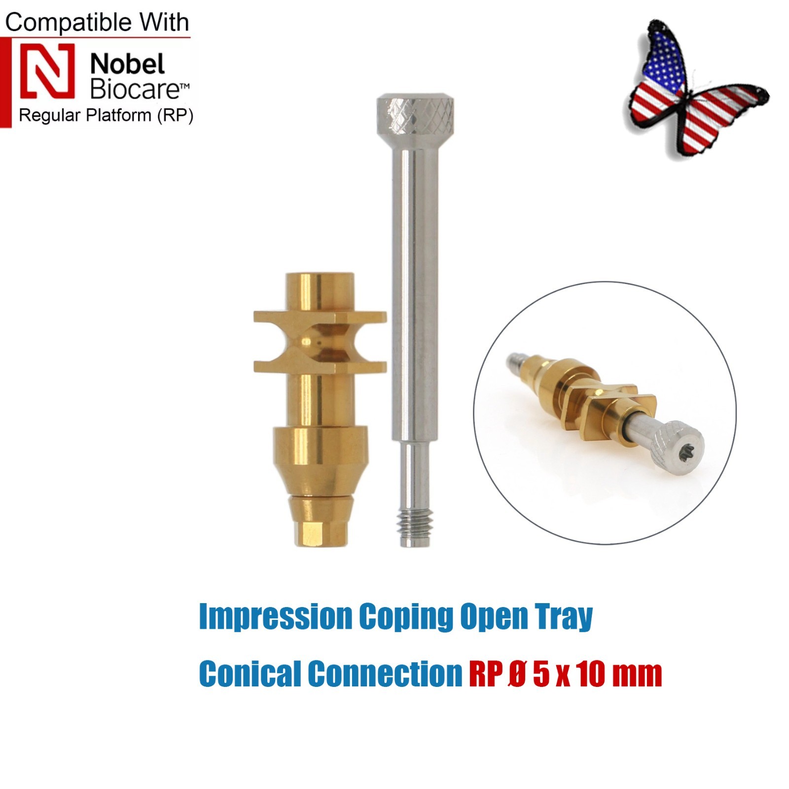 US Dental NP/RP Impression Coping Open/Close Tray Analog Scanbody Nobel Active