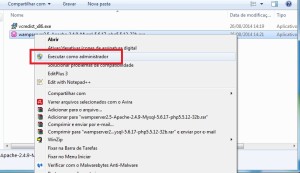 Abrindo o instalador do WAMP Server como administrador